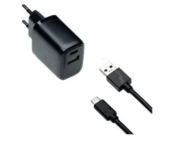 USB PD/QC 3.0 töltőadapter, A-C kábellel együtt 20W, 3,6V~5,9V/3A; 6~9V/2A; 9V~12V/1,5A